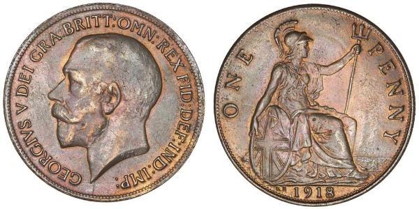 1 Пенни Соединённое королевство Великобритании и Ирландии (1801-1922) Бронза Георг V (1865-1936)