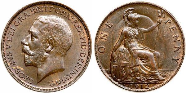 1 Пенни Соединённое королевство Великобритании и Ирландии (1801-1922) Бронза Георг V (1865-1936)