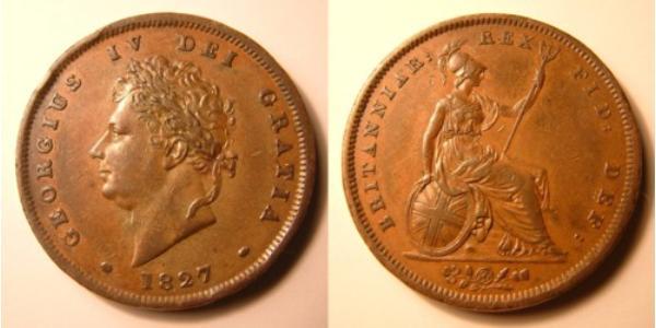 1 Пенни Соединённое королевство Великобритании и Ирландии (1801-1922) Бронза Георг IV (1762-1830)