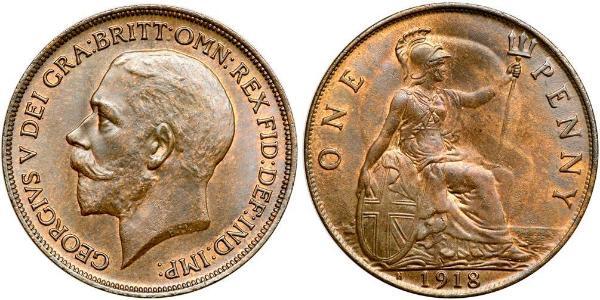 1 Пенни Соединённое королевство Великобритании и Ирландии (1801-1922) Бронза Георг V (1865-1936)