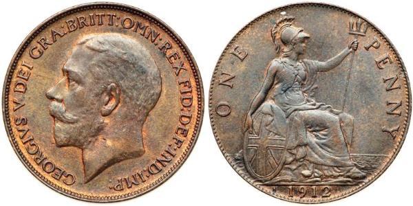 1 Пенни Соединённое королевство Великобритании и Ирландии (1801-1922) Бронза Георг V (1865-1936)