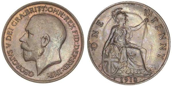 1 Пенни Соединённое королевство Великобритании и Ирландии (1801-1922) Бронза Георг V (1865-1936)