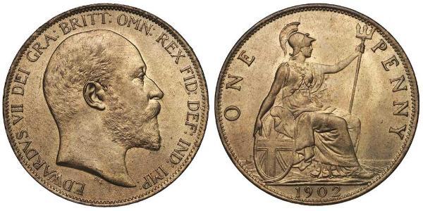 1 Пенни Соединённое королевство Великобритании и Ирландии (1801-1922) Бронза Эдуард VII (1841-1910)