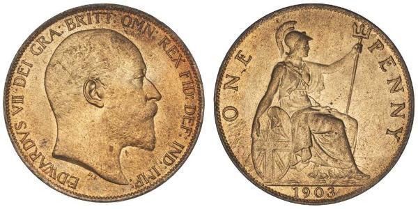 1 Пенни Соединённое королевство Великобритании и Ирландии (1801-1922) Бронза Эдуард VII (1841-1910)