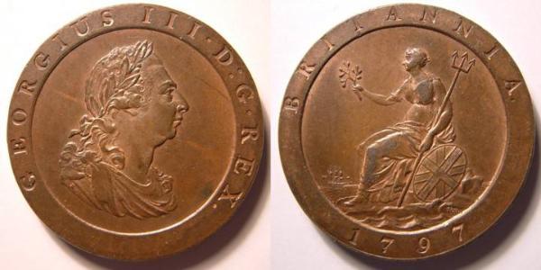 1 Пенни Королевство Великобритания (1707-1801) Медь Георг III (1738-1820)