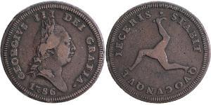 1 Пенни Остров Мэн Медь Георг III (1738-1820)