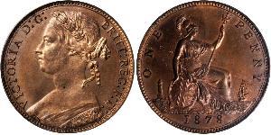 1 Пенни Соединённое королевство Великобритании и Ирландии (1801-1922) Медь Виктория (1819 - 1901)