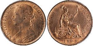 1 Пенни Соединённое королевство Великобритании и Ирландии (1801-1922) Медь Виктория (1819 - 1901)