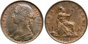 1 Пенни Соединённое королевство Великобритании и Ирландии (1801-1922) Медь Виктория (1819 - 1901)