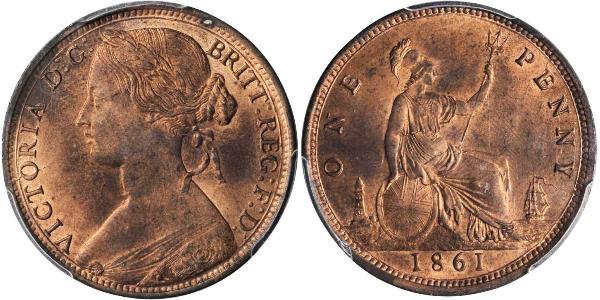 1 Пенни Соединённое королевство Великобритании и Ирландии (1801-1922) Медь Виктория (1819 - 1901)