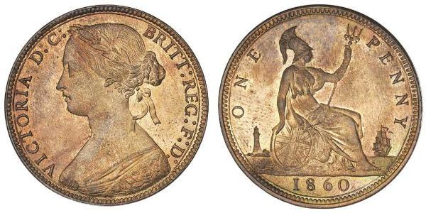 1 Пенни Соединённое королевство Великобритании и Ирландии (1801-1922) Медь Виктория (1819 - 1901)