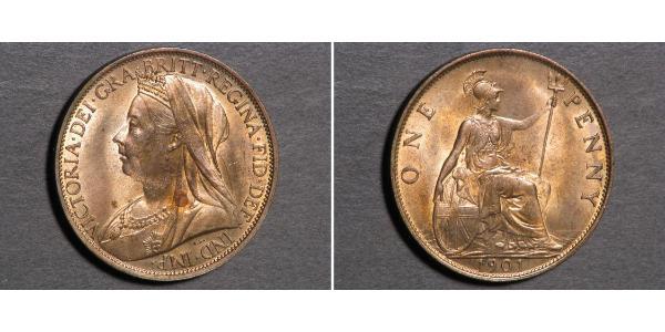 1 Пенни Соединённое королевство Великобритании и Ирландии (1801-1922) Медь Виктория (1819 - 1901)
