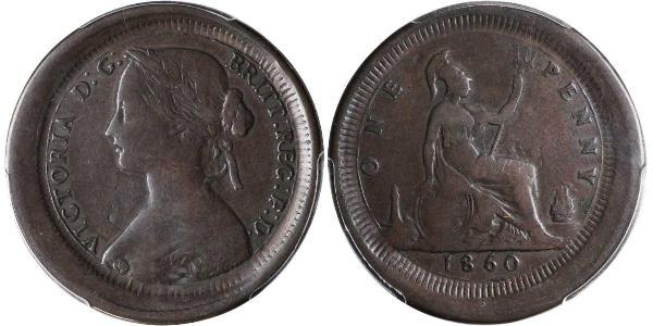 1 Пенни Соединённое королевство Великобритании и Ирландии (1801-1922) Медь Виктория (1819 - 1901)