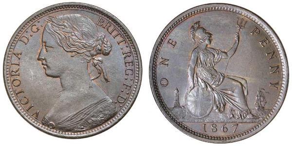 1 Пенни Соединённое королевство Великобритании и Ирландии (1801-1922) Медь Виктория (1819 - 1901)