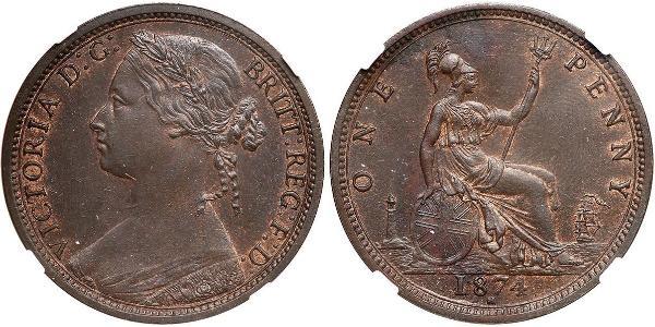 1 Пенни Соединённое королевство Великобритании и Ирландии (1801-1922) Медь Виктория (1819 - 1901)