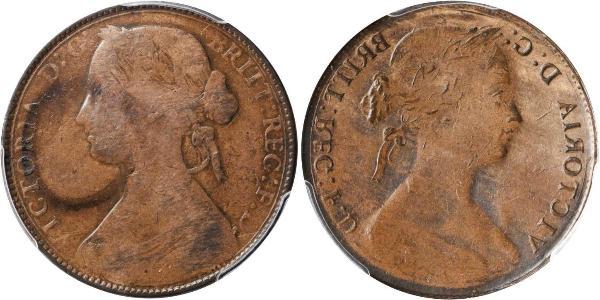 1 Пенни Соединённое королевство Великобритании и Ирландии (1801-1922) Медь Виктория (1819 - 1901)