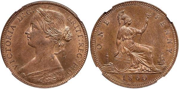 1 Пенни Соединённое королевство Великобритании и Ирландии (1801-1922) Медь Виктория (1819 - 1901)
