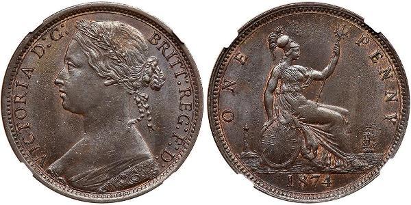 1 Пенни Соединённое королевство Великобритании и Ирландии (1801-1922) Медь Виктория (1819 - 1901)