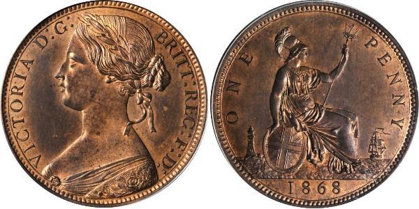1 Пенни Соединённое королевство Великобритании и Ирландии (1801-1922) Медь Виктория (1819 - 1901)