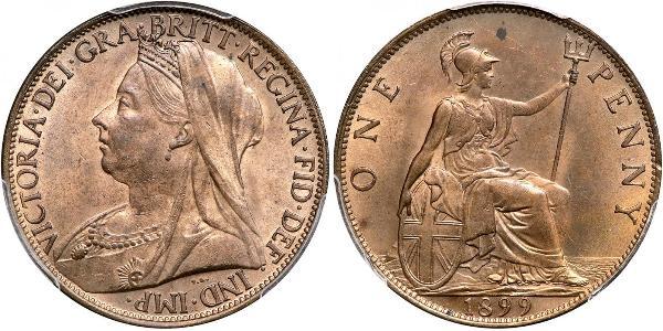 1 Пенни Соединённое королевство Великобритании и Ирландии (1801-1922) Медь Виктория (1819 - 1901)