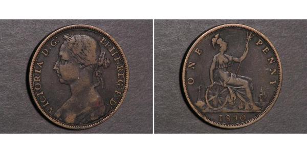 1 Пенни Соединённое королевство Великобритании и Ирландии (1801-1922) Медь Виктория (1819 - 1901)
