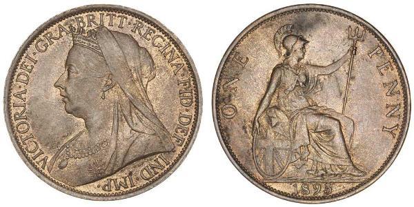 1 Пенни Соединённое королевство Великобритании и Ирландии (1801-1922) Медь Виктория (1819 - 1901)