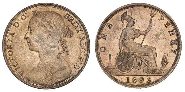 1 Пенни Соединённое королевство Великобритании и Ирландии (1801-1922) Медь Виктория (1819 - 1901)