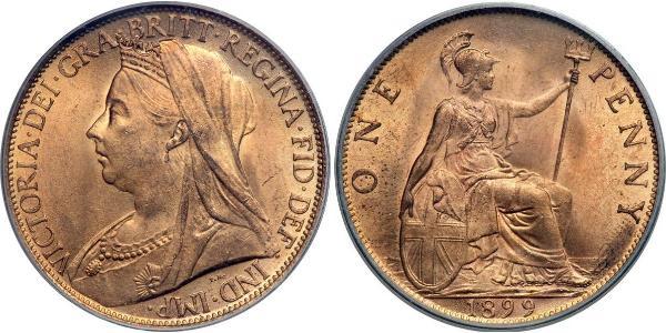 1 Пенни Соединённое королевство Великобритании и Ирландии (1801-1922) Медь Виктория (1819 - 1901)