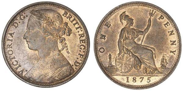 1 Пенни Соединённое королевство Великобритании и Ирландии (1801-1922) Медь Виктория (1819 - 1901)
