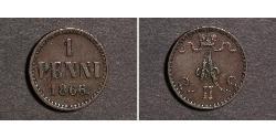 1 Penny Gran Ducado de Finlandia (1809 - 1917) Cobre Alejandro II (1818-1881)