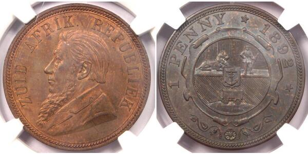 1 Пені Південно-Африканська Республіка Бронза Поль Крюгер (1825 - 1904)