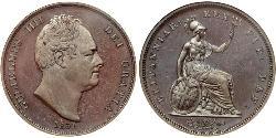 1 Пені Сполучене королівство Великобританії та Ірландії (1801-1922) Бронза Вільгельм IV (1765-1837)