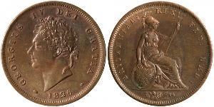 1 Пені Сполучене королівство Великобританії та Ірландії (1801-1922) Бронза Георг IV (1762-1830)