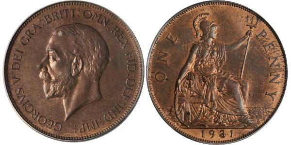 1 Пені Сполучене королівство Великобританії та Ірландії (1801-1922) Бронза Георг V (1865-1936)