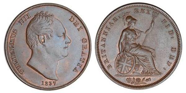 1 Пені Сполучене королівство Великобританії та Ірландії (1801-1922) Бронза Вільгельм IV (1765-1837)