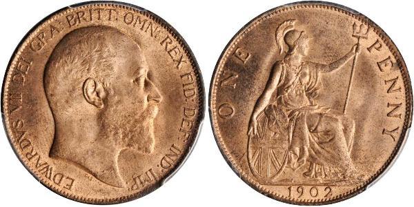 1 Пені Сполучене королівство Великобританії та Ірландії (1801-1922) Бронза Едвард VII (1841-1910)