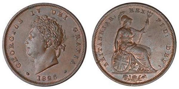 1 Пені Сполучене королівство Великобританії та Ірландії (1801-1922) Бронза Георг IV (1762-1830)