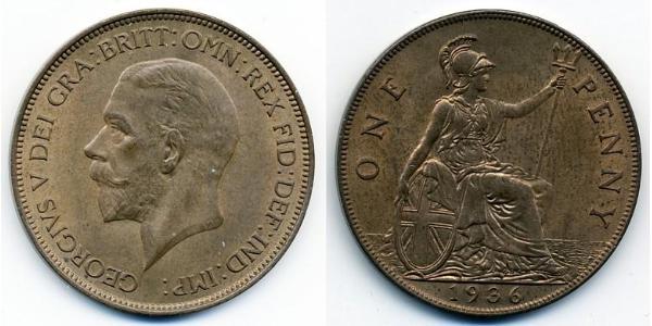 1 Пені Сполучене королівство Великобританії та Ірландії (1801-1922) Бронза Георг V (1865-1936)