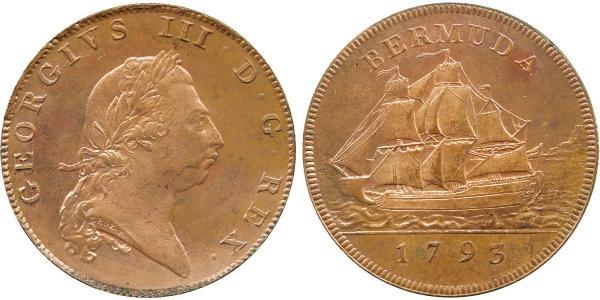 1 Пені Бермудські острови Мідь Георг III (1738-1820)