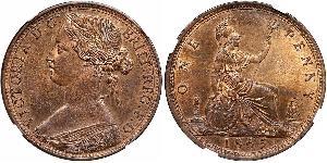 1 Пені Сполучене королівство Великобританії та Ірландії (1801-1922) Мідь Вікторія (1819 - 1901)