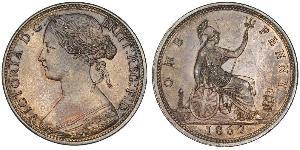 1 Пені Сполучене королівство Великобританії та Ірландії (1801-1922) Мідь Вікторія (1819 - 1901)
