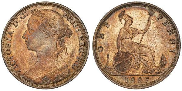 1 Пені Сполучене королівство Великобританії та Ірландії (1801-1922) Мідь Вікторія (1819 - 1901)