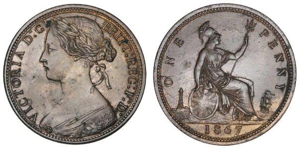 1 Пені Сполучене королівство Великобританії та Ірландії (1801-1922) Мідь Вікторія (1819 - 1901)