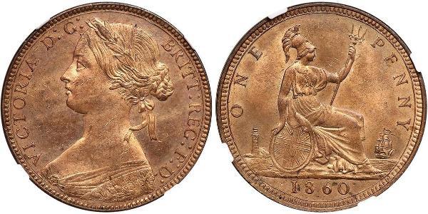 1 Пені Сполучене королівство Великобританії та Ірландії (1801-1922) Мідь Вікторія (1819 - 1901)