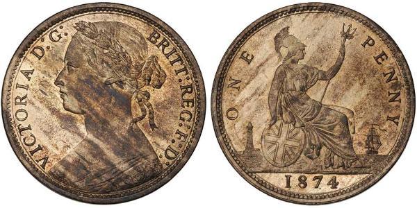 1 Пені Сполучене королівство Великобританії та Ірландії (1801-1922) Мідь Вікторія (1819 - 1901)