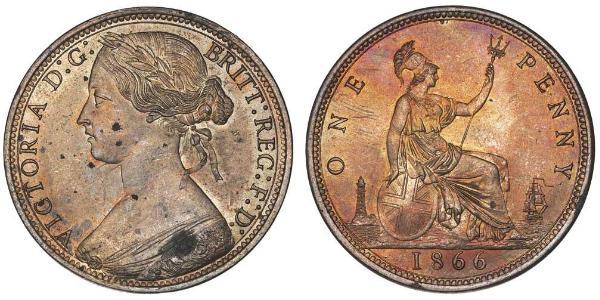 1 Пені Сполучене королівство Великобританії та Ірландії (1801-1922) Мідь Вікторія (1819 - 1901)