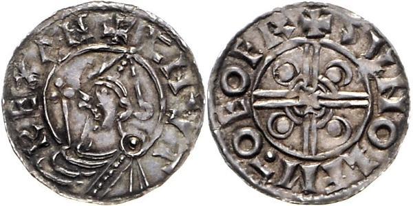 1 Пені Королівство Англія (927-1649,1660-1707) Срібло Cnut (985 -1035)