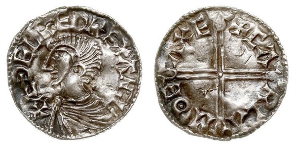 1 Пені Королівство Англія (927-1649,1660-1707) Срібло Aethelred II (968 - 1016)