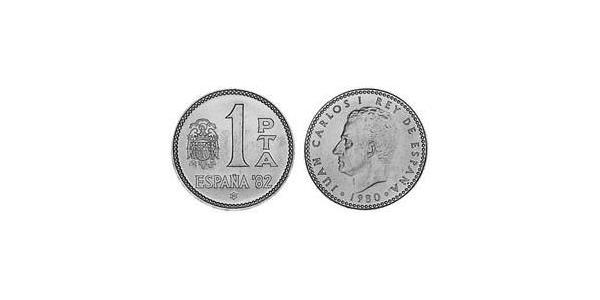 1 Песета Королівство Іспанія (1976 - ) Бронза/Алюміній Хуан Карлос I (1938 - )