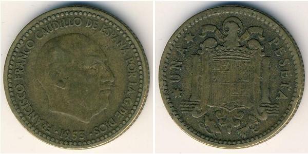 1 Песета Франкистская Испания (1936 - 1975) Медь 